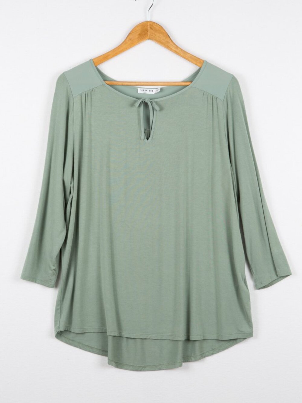 Reitmans Signature Sage Green Keyhole Top Plus Size XXL Casual Blouse Stretch